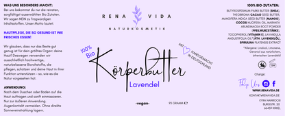 Körperbutter Bio Lavendel – hangemacht - für Entspannung in ihrer reinsten Form - Renavida