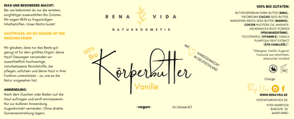 Körperbutter Bio Vanille – handgemachte, sinnliche Pflege - Renavida